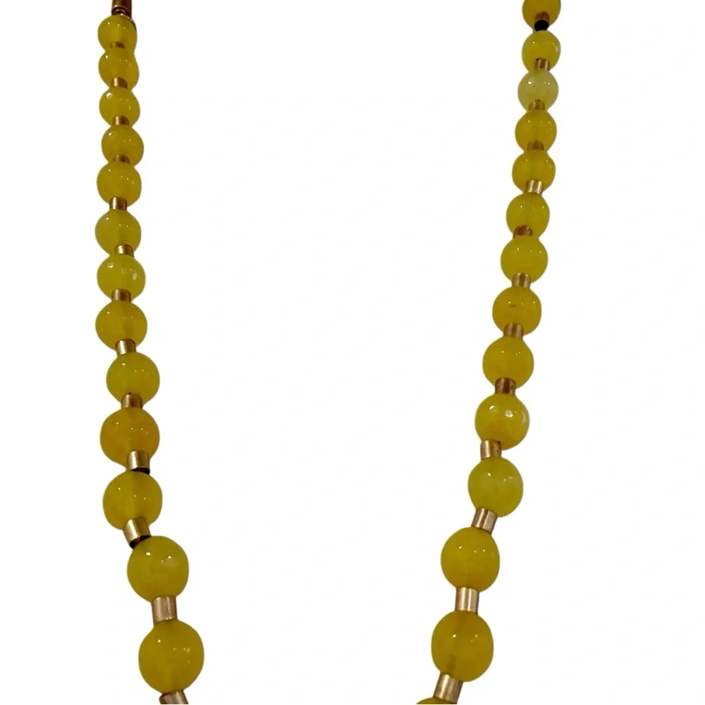 5 for $25!! Beautiful Yellow Beaded and Gold Chain Necklace